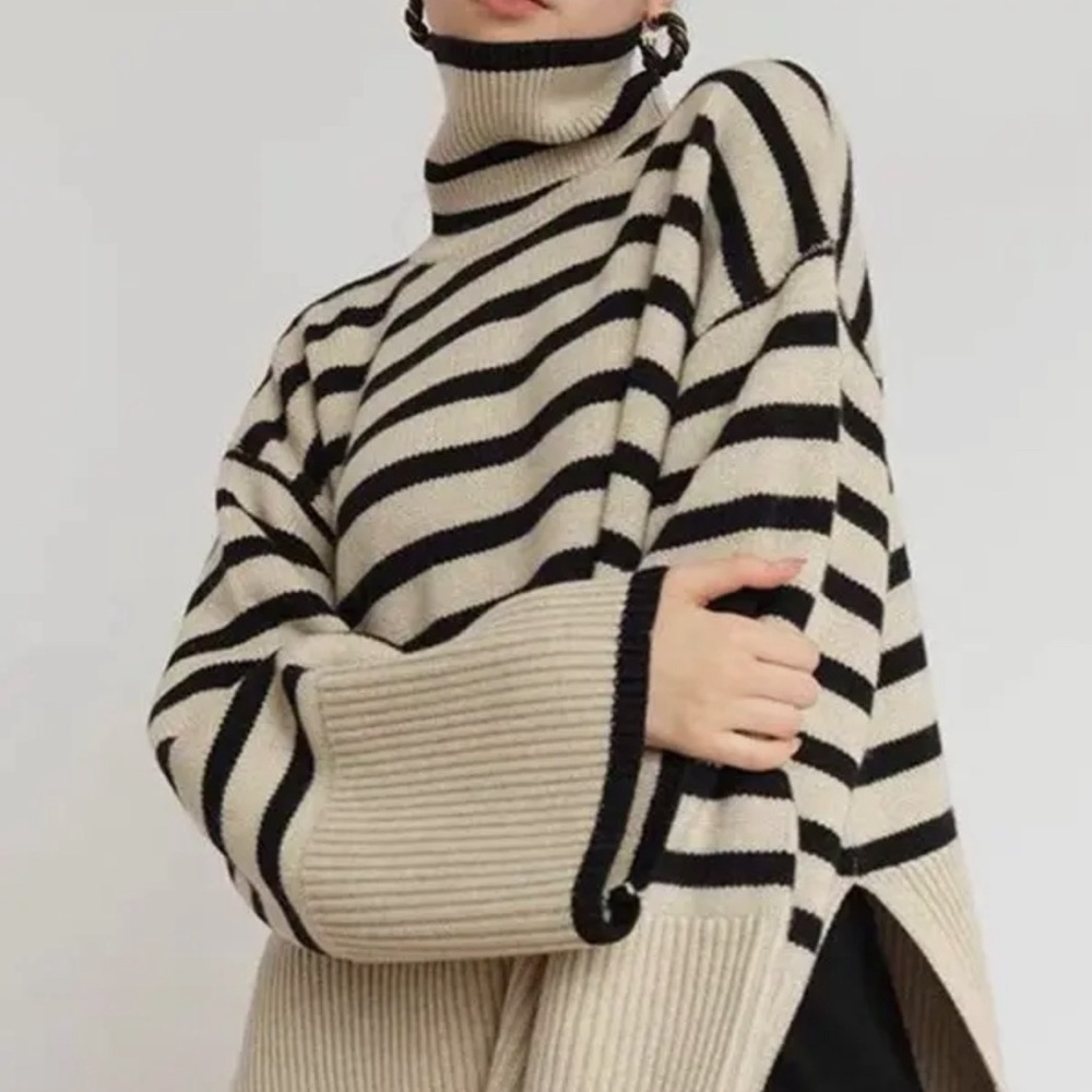 Striped Knit Sweater One Size